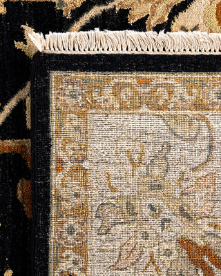 Traditional Kashan Hand Knotted Floral Wool Black Area Rug 9' 1" x 12' 2"