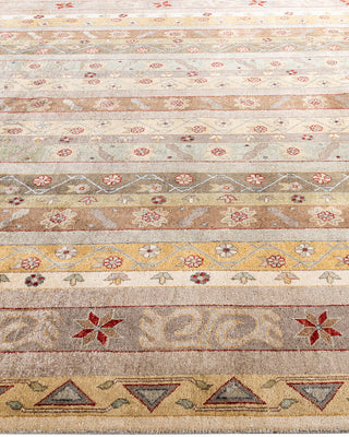 Traditional Ikat Hand Knotted Floral Wool Beige Area Rug 8' 1" x 10' 4"