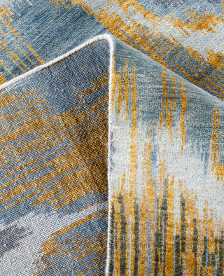 Traditional Floral Wool, Silk Hand Knotted Blue Area Rug 8' 1" x 10' 1"