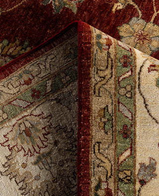 Traditional Floral Wool Hand Knotted Red Area Rug 9' 1" x 12' 2"