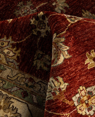 Traditional Floral Wool Hand Knotted Red Area Rug 9' 1" x 12' 2"