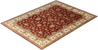 Traditional Floral Wool Hand Knotted Red Area Rug 9' 1" x 12' 2"