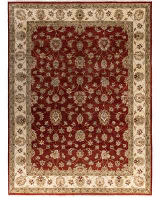 Traditional Floral Wool Hand Knotted Red Area Rug 9' 1" x 12' 2"