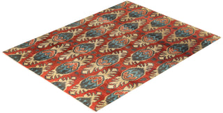 Traditional Ikat Hand Knotted Floral Wool Red Area Rug 9' 1" x 11' 9"