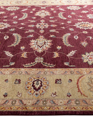 Traditional Oushak Hand Knotted Floral Wool Red Area Rug 9' 2" x 12' 3"