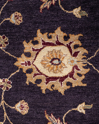 Traditional Oushak Hand Knotted Floral Wool Purple Area Rug 8' 1" x 10' 1"