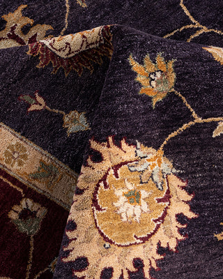 Traditional Oushak Hand Knotted Floral Wool Purple Area Rug 8' 1" x 10' 1"