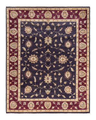 Traditional Oushak Hand Knotted Floral Wool Purple Area Rug 8' 1" x 10' 1"