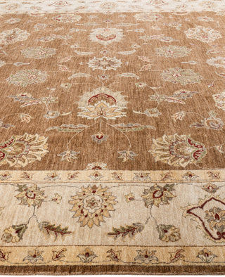 Traditional Floral Wool Hand Knotted Brown Area Rug 8' 10" x 12' 3"