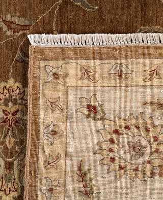Traditional Floral Wool Hand Knotted Brown Area Rug 8' 10" x 12' 3"