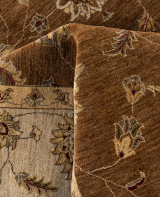 Traditional Floral Wool Hand Knotted Brown Area Rug 8' 10" x 12' 3"