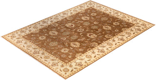 Traditional Floral Wool Hand Knotted Brown Area Rug 8' 10" x 12' 3"