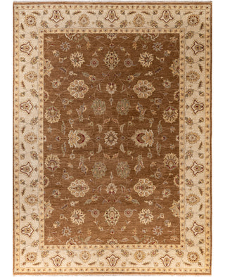 Traditional Floral Wool Hand Knotted Brown Area Rug 8' 10" x 12' 3"