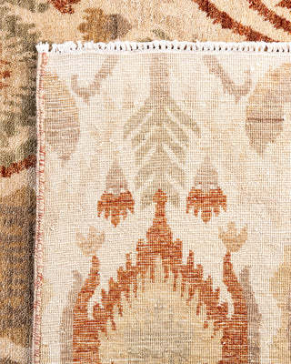 Traditional Ikat Hand Knotted Floral Wool Beige Area Rug 7' 10" x 10' 1"