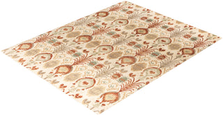 Traditional Ikat Hand Knotted Floral Wool Beige Area Rug 7' 10" x 10' 1"