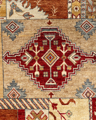 Traditional Patchwork Hand Knotted Patchwork Wool Brown Area Rug 8' 2" x 10' 2"