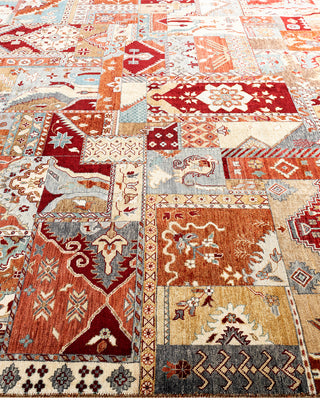 Traditional Patchwork Hand Knotted Patchwork Wool Brown Area Rug 8' 2" x 10' 2"