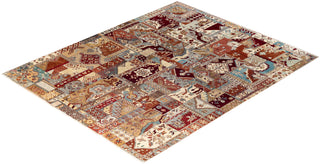 Traditional Patchwork Hand Knotted Patchwork Wool Brown Area Rug 8' 2" x 10' 2"