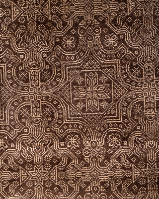 Bohemian Gabbeh Hand Knotted Floral Wool Brown Area Rug 8' 2" x 10' 4"