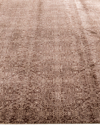 Bohemian Gabbeh Hand Knotted Floral Wool Brown Area Rug 8' 2" x 10' 4"