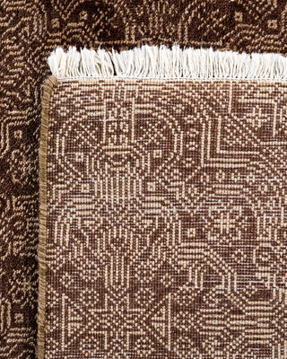 Bohemian Gabbeh Hand Knotted Floral Wool Brown Area Rug 8' 2" x 10' 4"