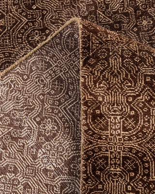 Bohemian Gabbeh Hand Knotted Floral Wool Brown Area Rug 8' 2" x 10' 4"