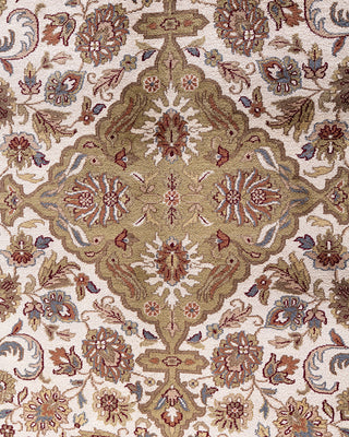 Traditional Kashan Hand Knotted Floral Wool Ivory Area Rug 9' 3" x 12' 1"