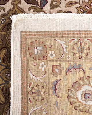 Traditional Kashan Hand Knotted Floral Wool Ivory Area Rug 9' 3" x 12' 1"
