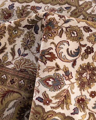 Traditional Kashan Hand Knotted Floral Wool Ivory Area Rug 9' 3" x 12' 1"