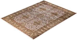 Traditional Kashan Hand Knotted Floral Wool Ivory Area Rug 9' 3" x 12' 1"