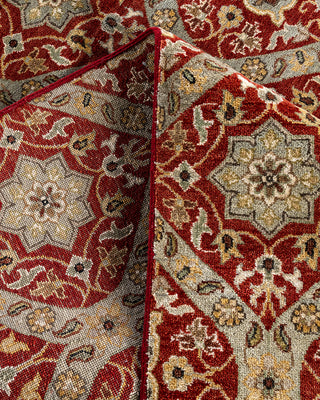 Traditional Ikat Hand Knotted Floral Wool Red Area Rug 6' 8" x 9' 8"