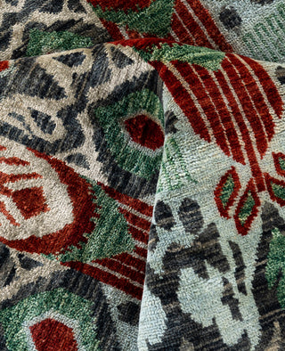 Traditional Geometric Wool, Silk Hand Knotted Red Area Rug 8' 0" x 9' 10"