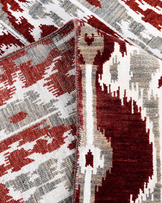 Traditional Ikat Hand Knotted Geometric Silk & Wool Blend Rust Area Rug 8' 1" x 10' 4"