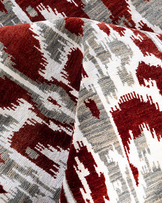 Traditional Ikat Hand Knotted Geometric Silk & Wool Blend Rust Area Rug 8' 1" x 10' 4"