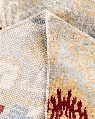 Traditional Ikat Hand Knotted Floral Wool Gray Area Rug 9' 3" x 12' 1"
