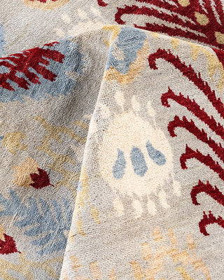 Traditional Ikat Hand Knotted Floral Wool Gray Area Rug 9' 3" x 12' 1"
