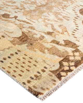Traditional Floral Wool Hand Knotted Beige Area Rug 9' 0" x 12' 1"