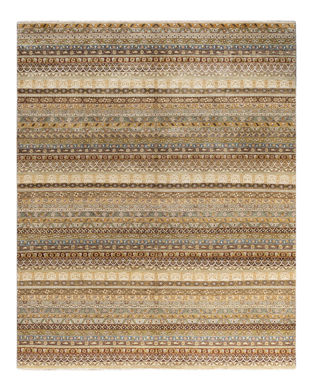 Bohemian Gabbeh Hand Knotted Geometric Wool Ivory Area Rug 8' 1