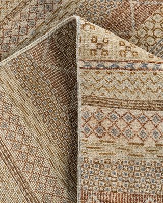 Bohemian Gabbeh Hand Knotted Geometric Wool Beige Area Rug 9' 3" x 12' 3"