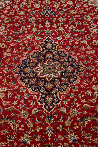 Authentic Persian Qom Hand Knotted Wool Red Area Rug 8' 2" x 11' 7"