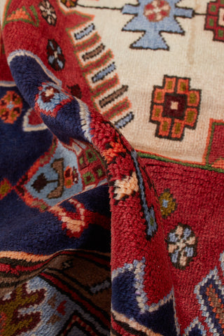 Authentic Persian Hamadan Hand Knotted Wool Red Area Rug 4' 5" x 6' 7"