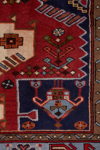 Authentic Persian Hamadan Hand Knotted Wool Red Area Rug 4' 5" x 6' 7"