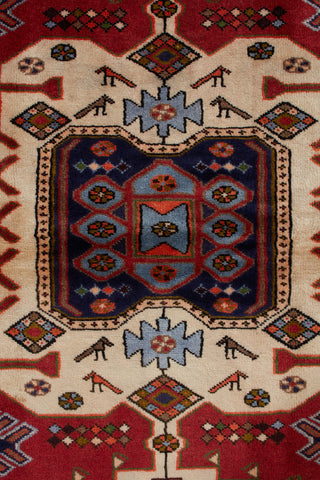 Authentic Persian Hamadan Hand Knotted Wool Red Area Rug 4' 5" x 6' 7"