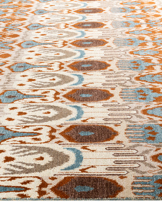 Traditional Ikat Hand Knotted Floral Wool Brown Area Rug 8' 3" x 10' 5"