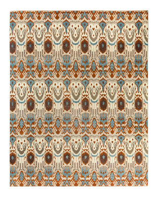 Traditional Ikat Hand Knotted Floral Wool Brown Area Rug 8' 3" x 10' 5"