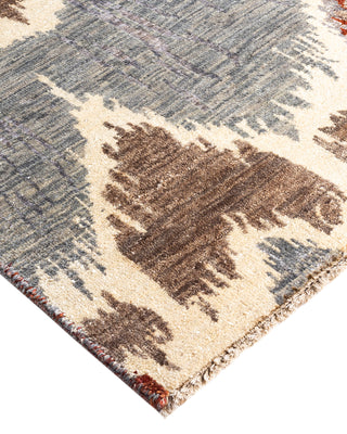 Traditional Ikat Hand Knotted Floral Silk & Wool Blend Gray Area Rug 8' 3" x 10' 6"