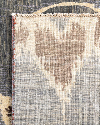 Traditional Ikat Hand Knotted Floral Silk & Wool Blend Gray Area Rug 8' 3" x 10' 6"