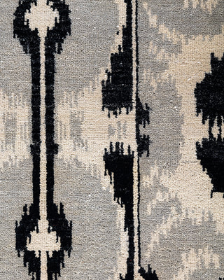 Traditional Ikat Hand Knotted Abstract Wool Black Area Rug 8' 1" x 10' 2"