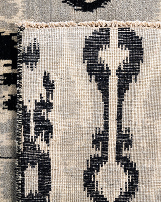 Traditional Ikat Hand Knotted Abstract Wool Black Area Rug 8' 1" x 10' 2"