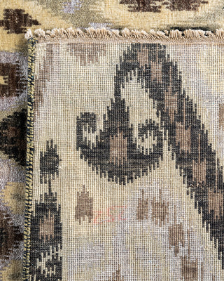 Traditional Ikat Hand Knotted Floral Silk & Wool Blend Black Area Rug 9' 2" x 12' 3"